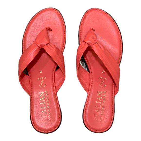 Italian Shoemakers Shoes - ITALIAN shoemakers italian real leather bright knot Pink CORAL Sandals slides 8